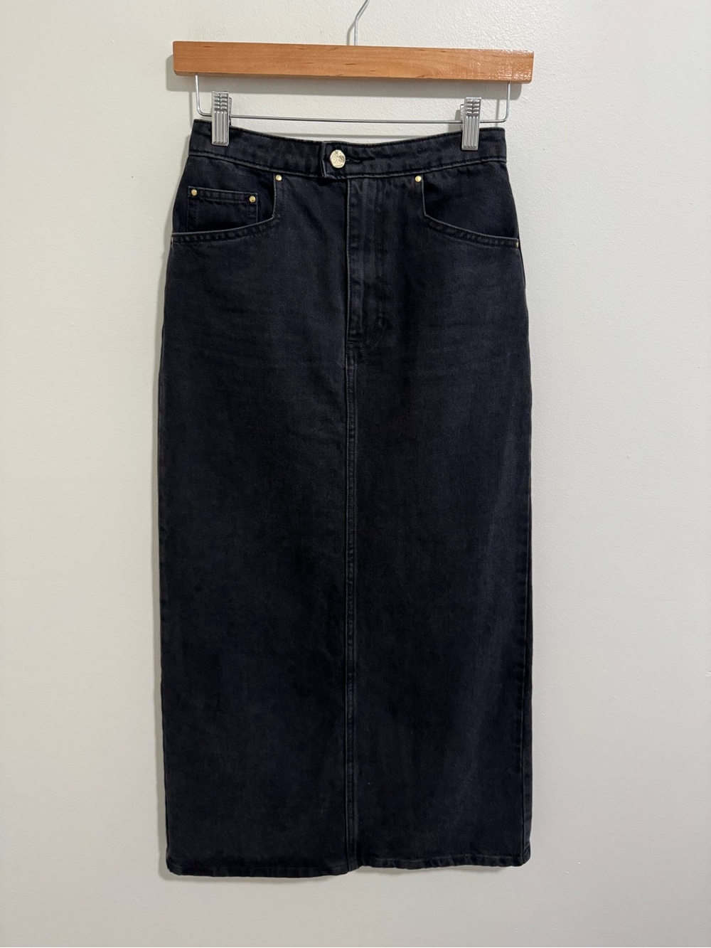 Country Road Black Denim Maxi Skirt